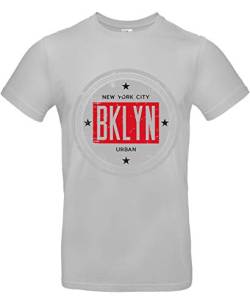 Smilo & Bron Herren T-Shirt mit Motiv Brooklyn New York Bedruckt Grau Pacific Grey L von Generisch