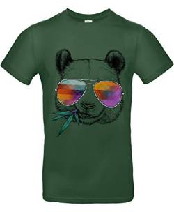 Smilo & Bron Herren T-Shirt mit Motiv Cool Panda Bedruckt Grün Bottle Green M von Generisch