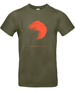 Smilo & Bron Herren T-Shirt mit Motiv Herbst Bedruckt Grün Urban Khaki L von Generisch