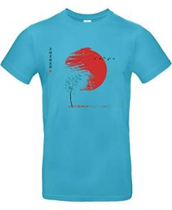 Smilo & Bron Herren T-Shirt mit Motiv Herbst Bedruckt Türkis Swimming Pool L von Generisch