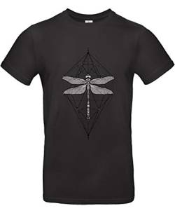 Smilo & Bron Herren T-Shirt mit Motiv Libelle Bedruckt Schwarz Black S von Generisch