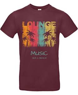 Smilo & Bron Herren T-Shirt mit Motiv Lounge Music Bedruckt Rot Burgundy L von Generisch