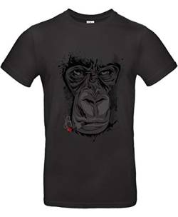 Smilo & Bron Herren T-Shirt mit Motiv Munky Giga Bedruckt Schwarz Black 4XL von Generisch