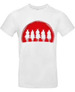 Smilo & Bron Herren T-Shirt mit Motiv Samurai Warriors Bedruckt Weiß White XL von Generisch