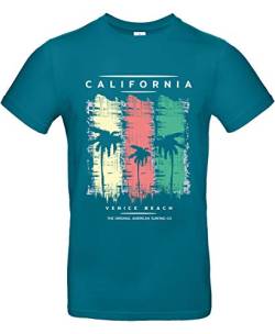 Smilo & Bron Herren T-Shirt mit Motiv Venice Beach Bedruckt Türkis Diva Blue L von Generisch