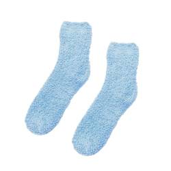 Socks Data Damen-Socken, flauschig, gemütlich, warm, weich, Winter, Plüsch, Schlafsocken, Baumwolle, Schock für Herren, himmelblau, Einheitsgröße von Generisch