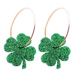 St. Patrick's Day Ohrringe | Grüne Glitzer-Ohrringe mit Fischhaken | Irische Kleeblatt-grüne Ohrringe, glitzernde Fischhaken-Ohrringe für St. Patrick's Day, festliche grüne Ohrringe für Frauen, 1, 1 von Generisch