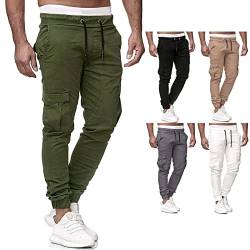 Stretch Jeans Herren, Jogginghose Herren Freizeit Hosen Für Cargohose Wanderhose Outdoor Mit Vielen Taschen Elastische Taille Pants Kordelzug Sporthose Lang Jeans Arbeitshose (M, Army Green) Generisch von Generisch