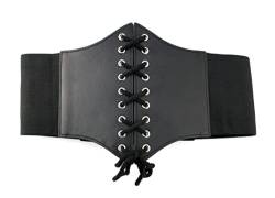 Taillengürtel zum schnüren Bustiers Korsage elastisch Korsett Damen Hüftgürtel Waspie Gürtel schwarz braun One Size (Schwarz) von Generisch