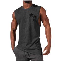 Tank Top Herren Hawaii Hemd Gym Bodybuilding Shirts Männer Sommer Sport Ärmelloses T-Shirt Fitness Unterhemd Atmungsaktive Achselshirts Muskelshirts Trainingsshirt Dunkelgrau L von Generisch