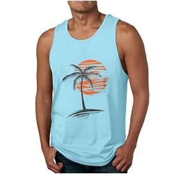 Tank Top Herren Hawaii Hemd Gym Bodybuilding Shirts Männer Sommer Sport Ärmelloses T-Shirt Fitness Unterhemd Atmungsaktive Achselshirts Muskelshirts Trainingsshirt Outlet Angebote Blau L von Generisch