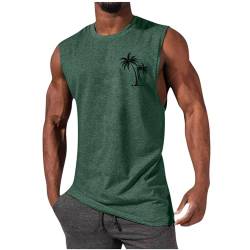 Tank Top Herren Hawaii Hemd Gym Bodybuilding Shirts Männer Sommer Sport Ärmelloses T-Shirt Fitness Unterhemd Atmungsaktive Achselshirts Muskelshirts Trainingsshirt Outlet Angebote Grün XL von Generisch