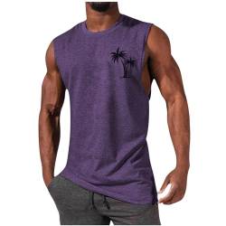 Tank Top Herren Hawaii Hemd Gym Bodybuilding Shirts Männer Sommer Sport Ärmelloses T-Shirt Fitness Unterhemd Atmungsaktive Achselshirts Muskelshirts Trainingsshirt Outlet Angebote Lila XXL von Generisch