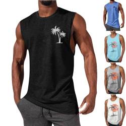 Tank Top Herren Hawaii Hemd Gym Bodybuilding Shirts Männer Sommer Sport Ärmelloses T-Shirt Fitness Unterhemd Atmungsaktive Achselshirts Muskelshirts Trainingsshirt Outlet Angebote Schwarz XXL von Generisch