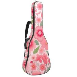Tasche für Akustikgitarre, groß, universal, passend für 40/41/42 Zoll für Mann und Frau, wasserdichte Gitarren-Gigbag mit Schutzschicht, mehrere Taschen, Gitarren-Rucksack, rosa Blumenmuster, von Generisch