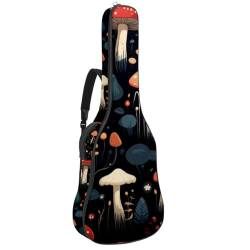 Tasche für Akustikgitarre, groß, universal, passend für 40/41/42 Zoll für Mann und Frau, wasserdichte Gitarren-Gigbag mit gepolstertem Schutz, mehrere Taschen, Gitarren-Rucksack, schwarzes Pilzmuster, von Generisch