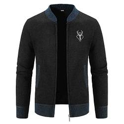 Trachtenjanker Für Herren Lang Langarm Sportlich mit Kapuze Strickjacke Trachtenjacke 3XL Modern Leicht Herbst Cardigan Wintermantel mit Reißverschluss Strick Sweatjacke Freizeit-Jacke von Generisch