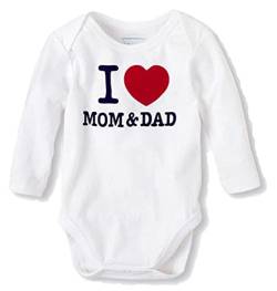 Unisex Baby Body - Langarm T-Shirt -100% Baumwolle - I Love Mom & Dad (0-3 Monate) von Generisch