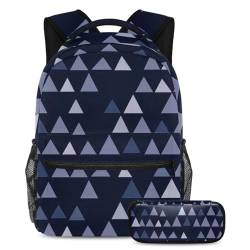 Verbessern Sie Ihre Schulutensilien, 2-teiliges Schultaschen-Set für Jungen, Mädchen, Teenager, die perfekte Reisetasche, dreieckiges geometrisches Muster, mehrfarbig, B：29.4x20x40cm P：19x7.5x3.8cm, von Generisch