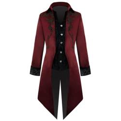 Vintage Uniform Outfit Retro Gothic Steampunk Herren Frack Jacke Gehrock Party Kostüm Atmungsaktive Kleidung für Halloween Urlaub, X-Large, Baumwolle, Kein Edelstein von Generisch