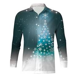 Weihnachten Hemd Herren: Langarm Baumwolle 4XL Lustig Weihnachten Hemd Hemden Bügelfrei Lang Lichter Weihnachtsmotiven Weihnachtshemd Freizeithemden Regular Fit Winter Herrenhemd Winterhemden von Generisch