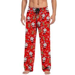 Weihnachts Hosen Herren, Flanell Bauchfrei Sexy Flauschig Pyjamahose Freizeithose Vintage Lang Einteiler mit Aufdruck Schlafanzughose Schlafhose Lustig Kordelzug Weihnachtshosen Weihnachts Pyjama von Generisch