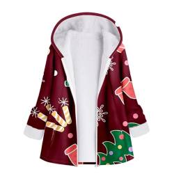 Weihnachts Winterjacken Damen Mantel Winter Mit Weihnachtsmotiv Wollmantel Outdoorjacke Weihnachtsmann Weihnachten jacke Casual Oversize Parka Steppjacke Trachtenjacke Wintermantel Übergangsjacke von Generisch