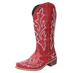 Western Boots Damen Weiß Braun Glitzer Cowboy Boots Leder Beige Cowboy Stiefel Weiter Schwarz Cowboystiefel 43 Western Boots mit Absatz Cowgirl Stiefel Silber Westernstiefel Gr.37-43 von Generisch