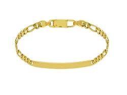 generico Armband aus 18-karätigem Gelbgold, 750, Kettenglieder 3+1, 3,5 mm und Gravurplatte, Länge 19 cm. Hergestellt in Italien., Goldfarben, Ohne Stein von Generisch