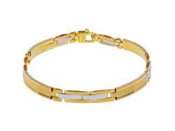 generico Armband aus Gelb- und Weißgold, 18 K, 750, für Herren, halbstarr mit gestreiften Platten, Dicke 5 mm, Länge 21 cm. Hergestellt in Italien., Goldfarben, Nicht zutreffend. von Generisch