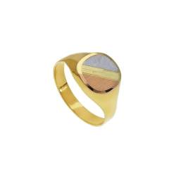 generico Ring aus Gelb-, Weiß- und Roségold, 18 K, 750, für Herren, mit ovaler Mitte von 10 mm., 18, Goldfarben, Kein Edelstein von Generisch