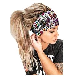 kopfbedeckung Damen Hüte Herren Mützen Caps Drucken Haarband Wrap Women 's Band hair Head Bandana Headband elastisches Haarband Stirnbänder Stricken (Purple, One Size) von Generisch