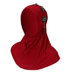 kopfbedeckung Damen Hüte Herren Mützen Caps Leicht zu tragender, weicher Hijab für Frauen, Hijab-Schal, Turbane, Gebetsschal, muslimische Abayas, Kleidung Klettersteigset Herren (Red, One Size) von Generisch