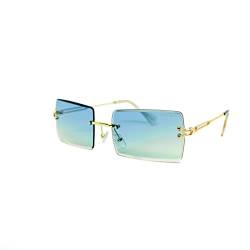 salazar.plus Sonnenbrille Randlos Rechteckig Unisex 13 Farben Rahmenlos Damen Herren Brille (Blau Grün Farbverlauf) von Generisch