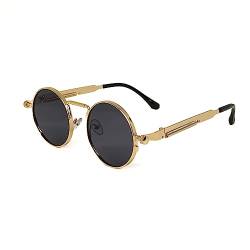 salazar.plus Sonnenbrille Rund Cyberpunk Unisex 4 Farben Damen Herren Brille Retro (gold) von Generisch