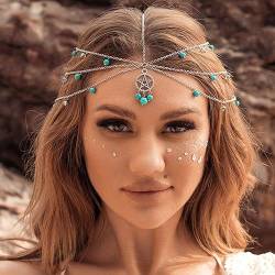 Generse Boho Headwear Anhänger Stern Stirnband Silber Haarscheibe Perlen Haarband Festival Stirn Haarband Zubehör für Frauen und Mädchen von Generse