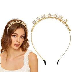 Generse Kristall Stirnband Stern Haarbänder Gold Glitzer Strass Göttin Kopfschmuck Party Haarschmuck für Frauen (Strass) von Generse