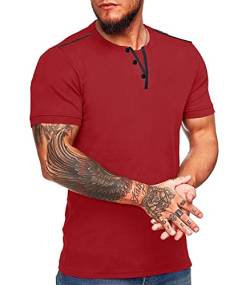 Genfien Herren Henley T-Shirt Kurzarm Shirt Sport T-Shirt mit V-Ausschnitt Regular Slim Fit Schlicht Lässig Täglich Basic Männer T-Shirt von Genfien