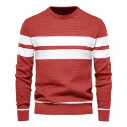 Genfien Herren Pullover Rundhalsausschnitt Strickpullover Warm Feinstrick Pullover Sweater für Männer Herren Pullover Casual Top von Genfien