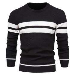 Genfien Herren Pullover Rundhalsausschnitt Strickpullover Warm Feinstrick Pullover Sweater für Männer Herren Pullover Casual Top von Genfien