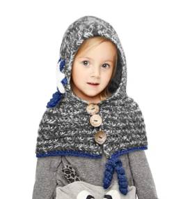 Genfien Kinder Winter Strickmütze Wolle Gestrickte Hüte Schals Kapuze Mönchskutte Beanie Mützen Für Kinder Junge Baby Mädchen Schalmütze Warme von Genfien