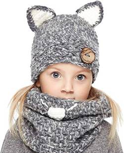 Genfien Kinder Winter Strickmütze Wolle Gestrickte Hüte Schals Kapuze Mönchskutte Beanie Mützen Für Kinder Junge Baby Mädchen Schalmütze Warme von Genfien