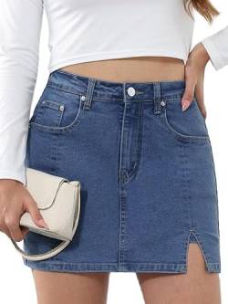 Genleck Stretch-Jeansröcke für Damen – Minirock, Skorts, hohe Taille, Mädchen, Teenager, elegante Denim-Shorts, G01-Blau, Mittel von Genleck
