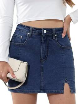 Genleck Stretch-Jeansröcke für Damen – Minirock, Skorts, hohe Taille, Mädchen, Teenager, elegante Denim-Shorts, G01-dark blue, X-Groß von Genleck