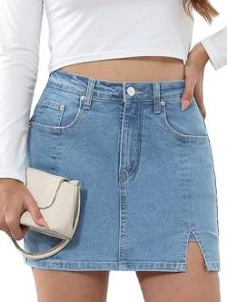 Genleck Stretch-Jeansröcke für Damen – Minirock, Skorts, hohe Taille, Mädchen, Teenager, elegante Denim-Shorts, G01-hellblau, Groß von Genleck