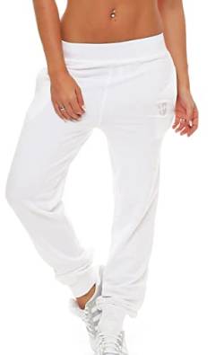 Gennadi Hoppe Damen Jogginghose Trainingshose Sweat Pants Sporthose Fitness Hose, H7726 weiß M von Gennadi Hoppe