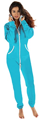 Gennadi Hoppe Damen Jumpsuit Suit Relaxpiece Einteiler Overall Anzug - SLIM FIT, H6143 türk. XXL, türkis-blau, XXL von Gennadi Hoppe