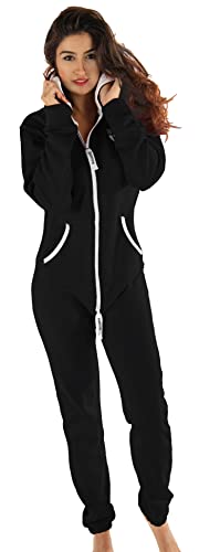 Gennadi Hoppe Damen Jumpsuit Suit Relaxpiece Einteiler Overall Anzug - Slim FIT, H6122 schw. M, schwarz (Black), M von Gennadi Hoppe