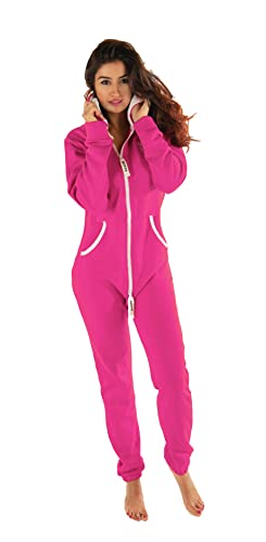 Gennadi Hoppe Damen Jumpsuit Suit Relaxpiece Einteiler Overall Anzug - Slim FIT, H6126 pink XS, pink (Purpur), XS von Gennadi Hoppe