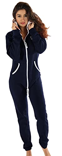 Gennadi Hoppe Damen Jumpsuit Suit Relaxpiece Einteiler Overall Anzug - Slim FIT, H6132 blau XS, blau (Navy), XS von Gennadi Hoppe